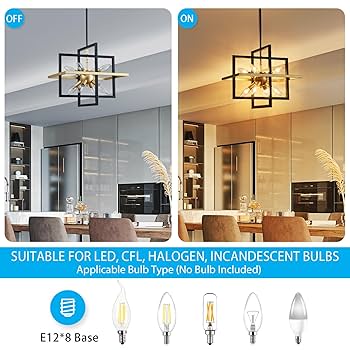 C♡ XINGQI Modern Geometric Pendant Lighting 8-Light Black and